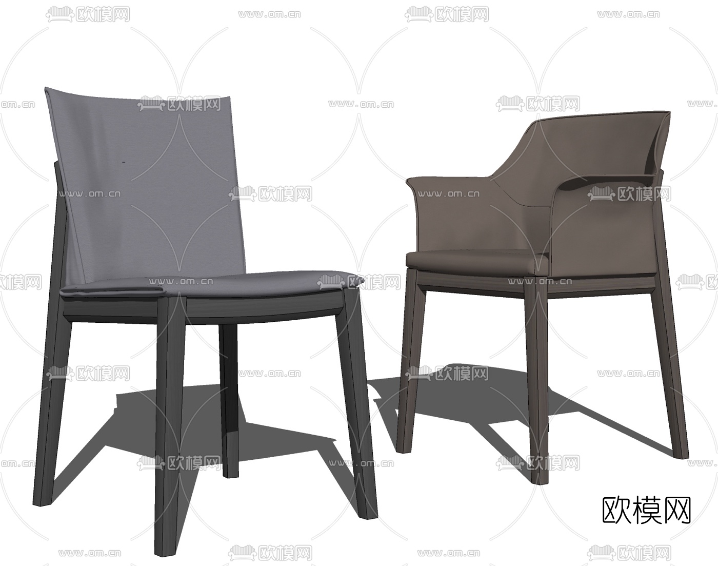 现代皮革单椅su模型下载（渲染图2）