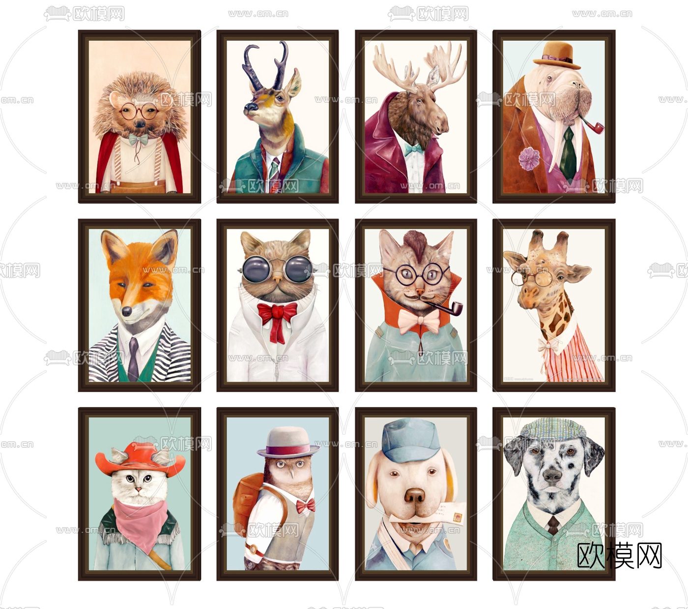 简欧动物装饰画su模型下载