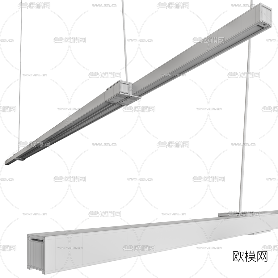 现代条形办公吊灯3d模型