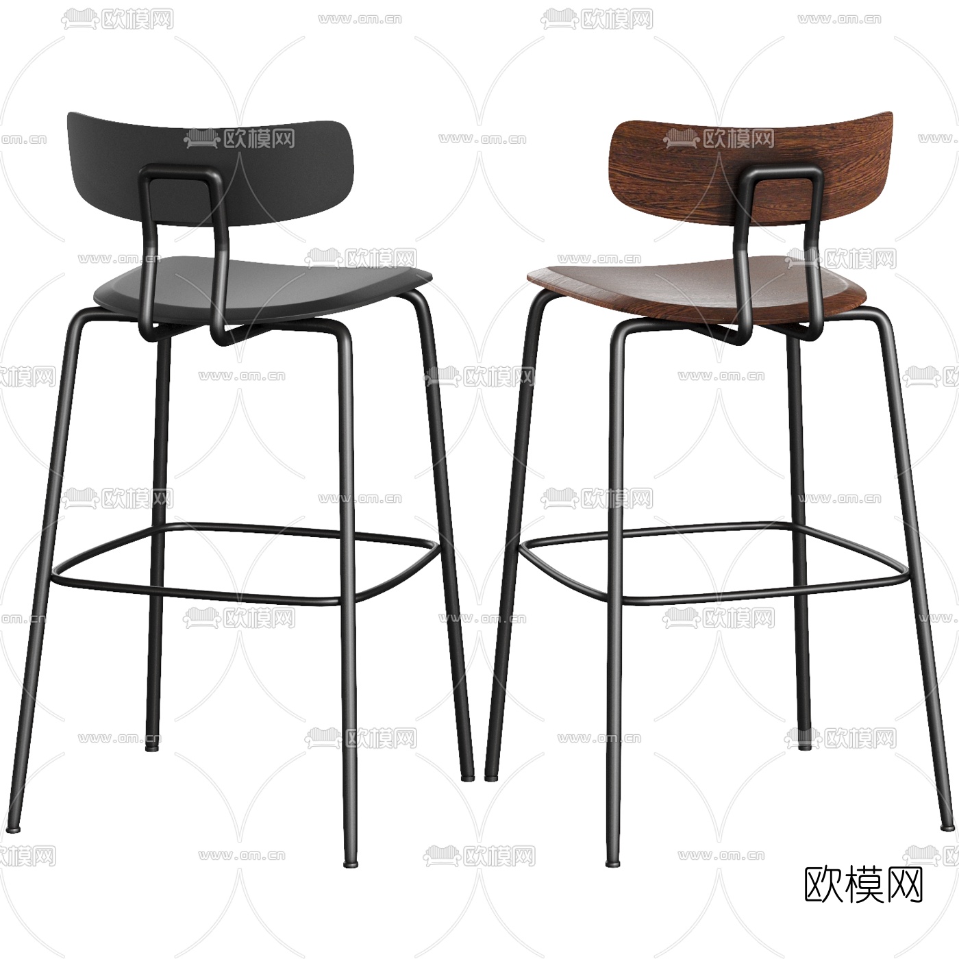 工业风铁艺吧台椅3d模型下载（渲染图2）