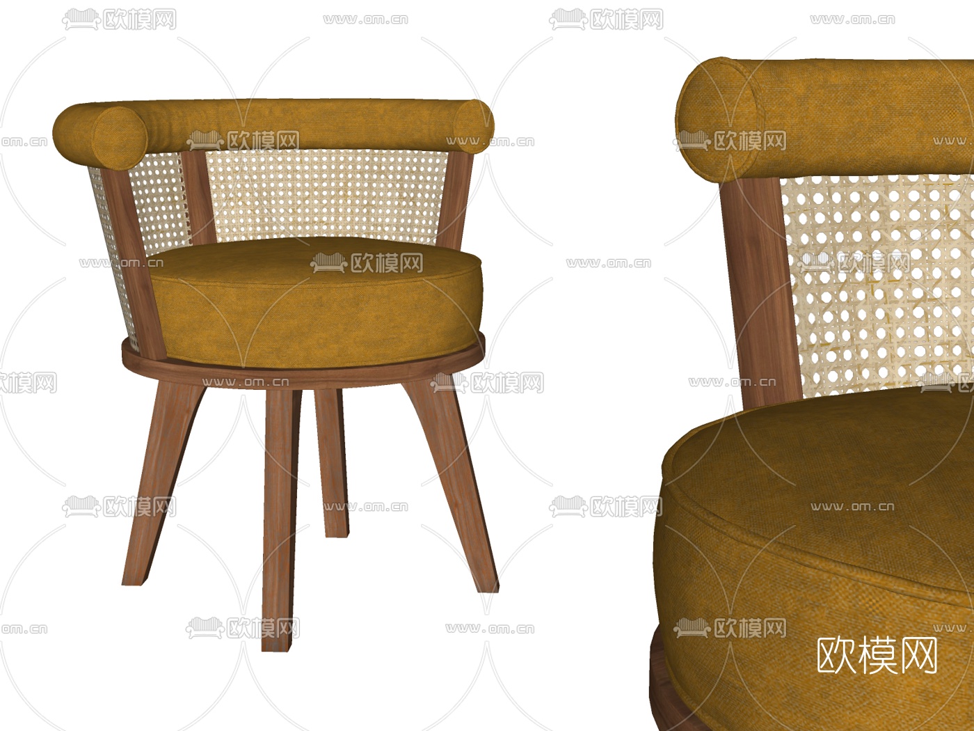 北欧布艺单椅su模型下载（渲染图2）