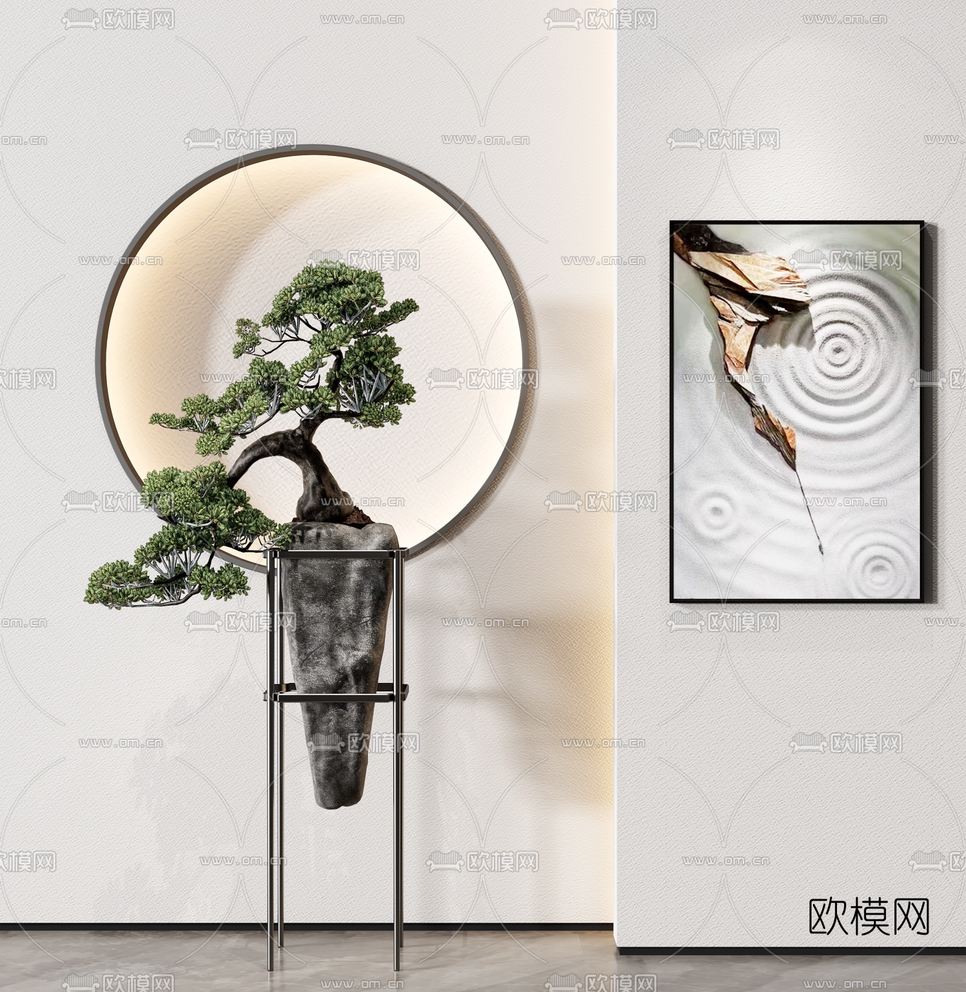 新中式绿植盆景3d模型