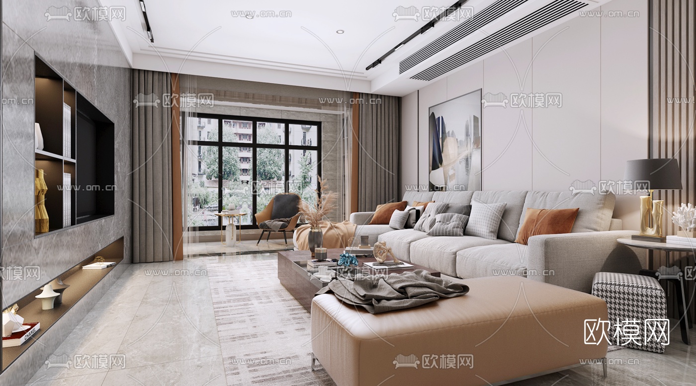 现代简约客厅3d模型