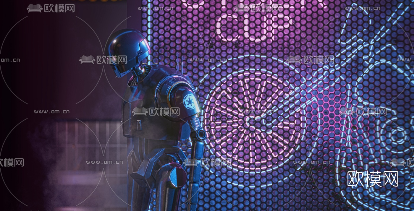 工业风霓虹酒吧3d模型下载（渲染图2）