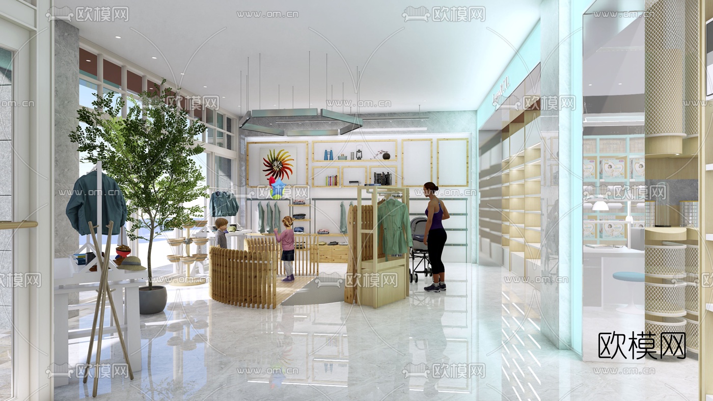 现代母婴店玩具店su模型