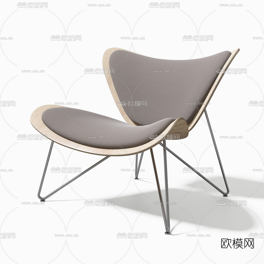 北欧实木休闲椅3d模型