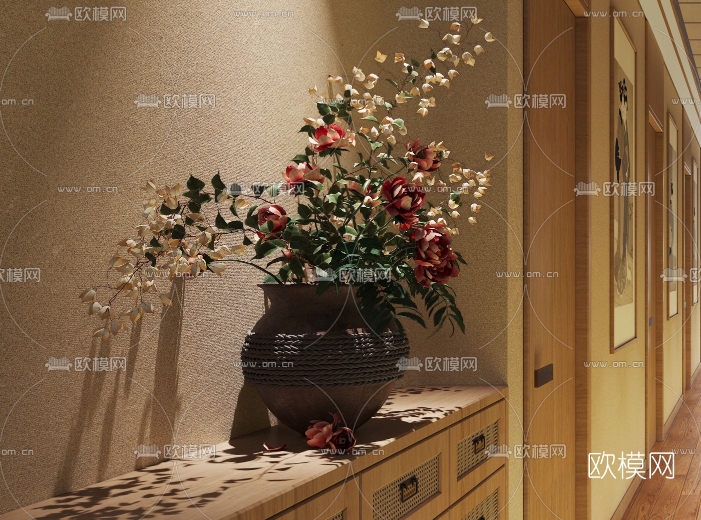 日式美容会所过道3d模型下载（渲染图3）