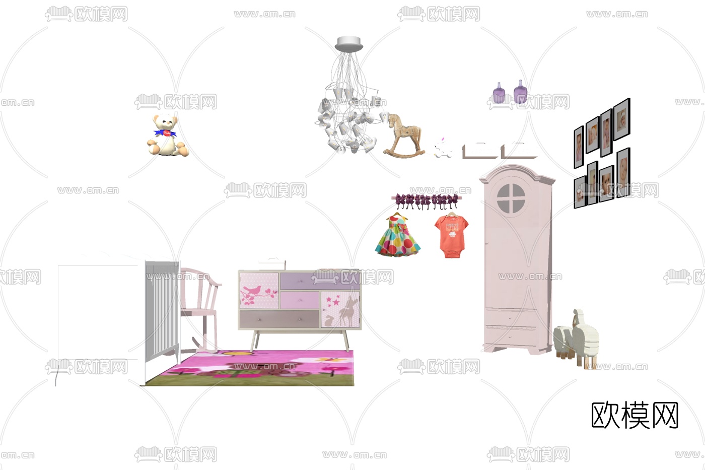 现代儿童柜su模型下载