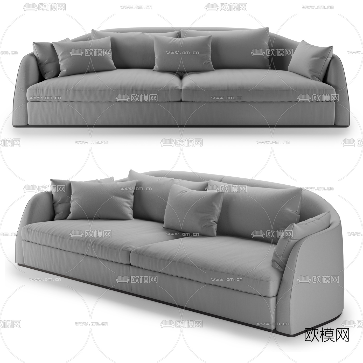 现代布艺多人沙发3d模型下载（渲染图3）
