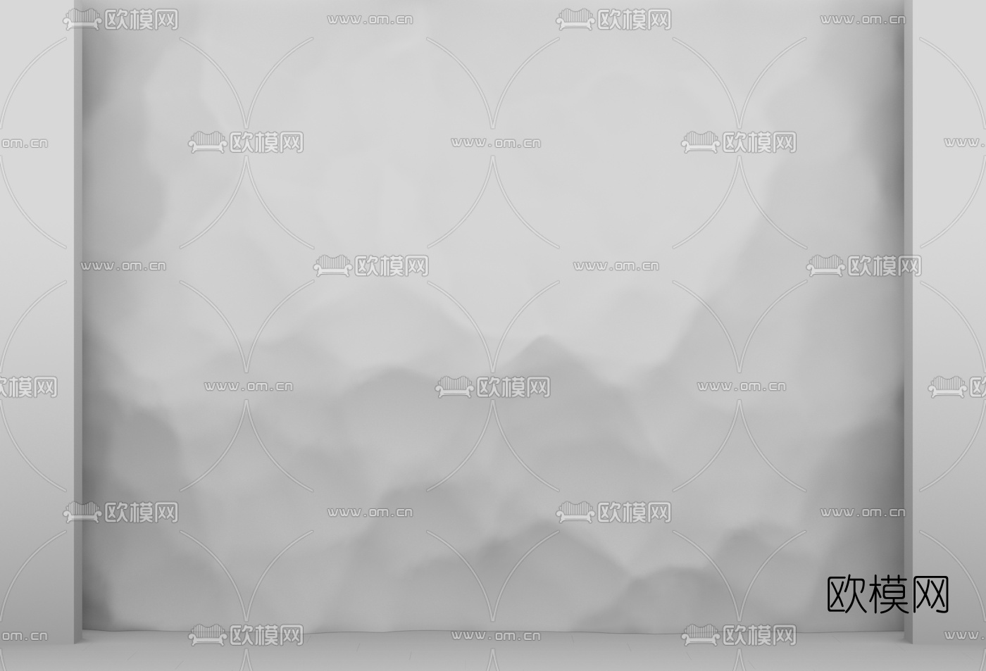 现代毛石自然石墙面su模型