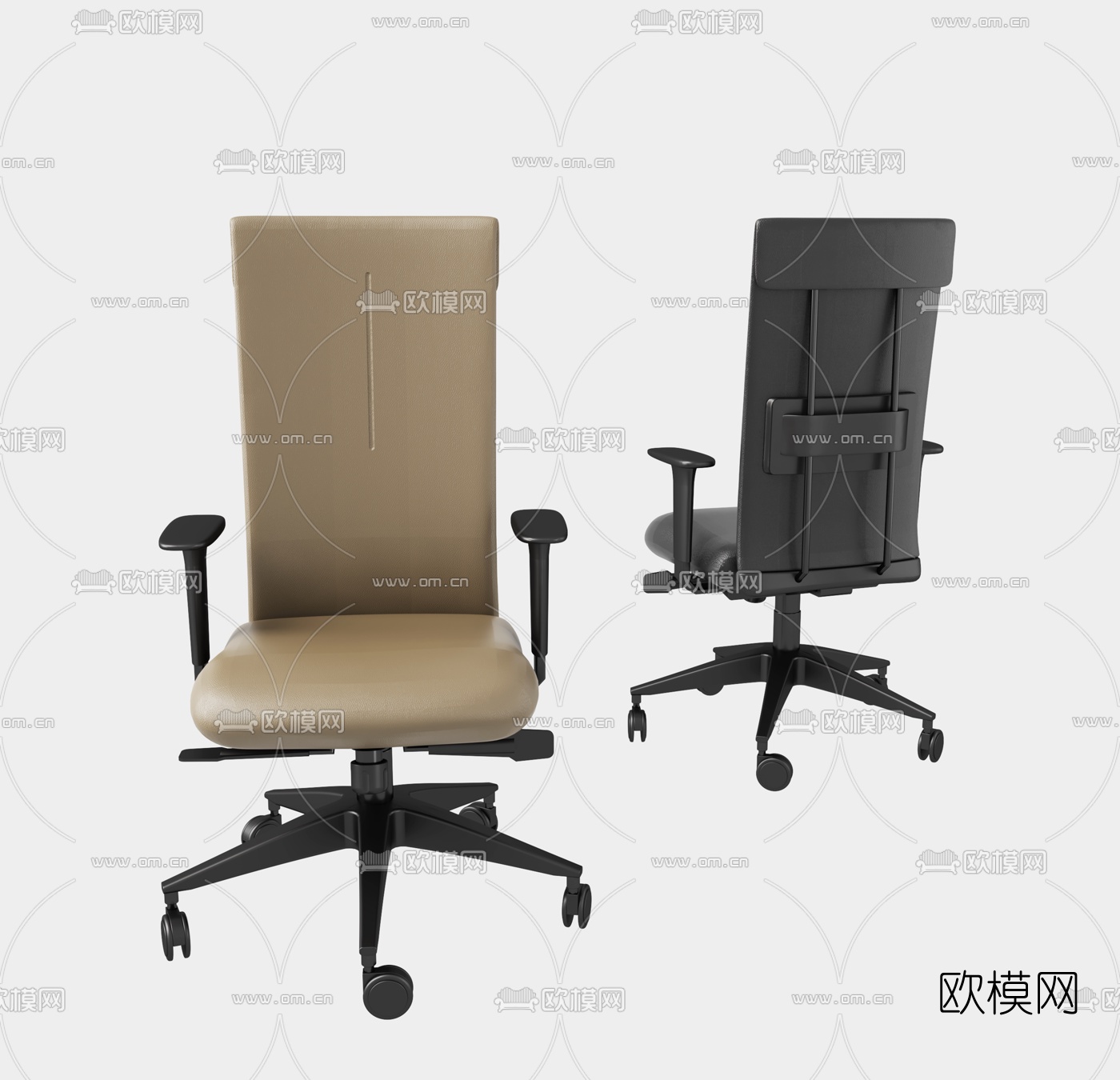 现代皮革办公椅3d模型