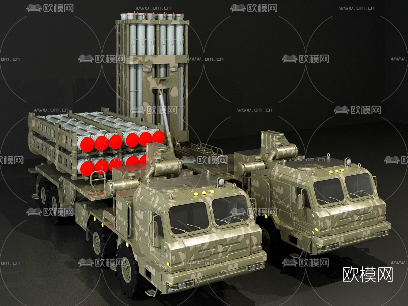 现代导弹发射车3d模型下载