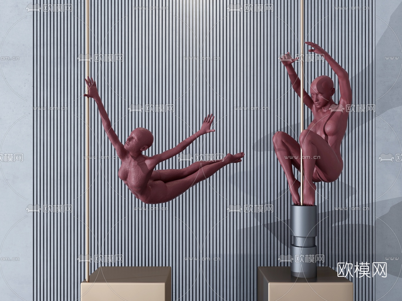 现代人物芭蕾雕塑3d模型
