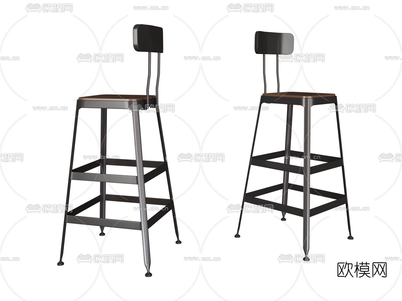 工业风吧台椅3d模型下载