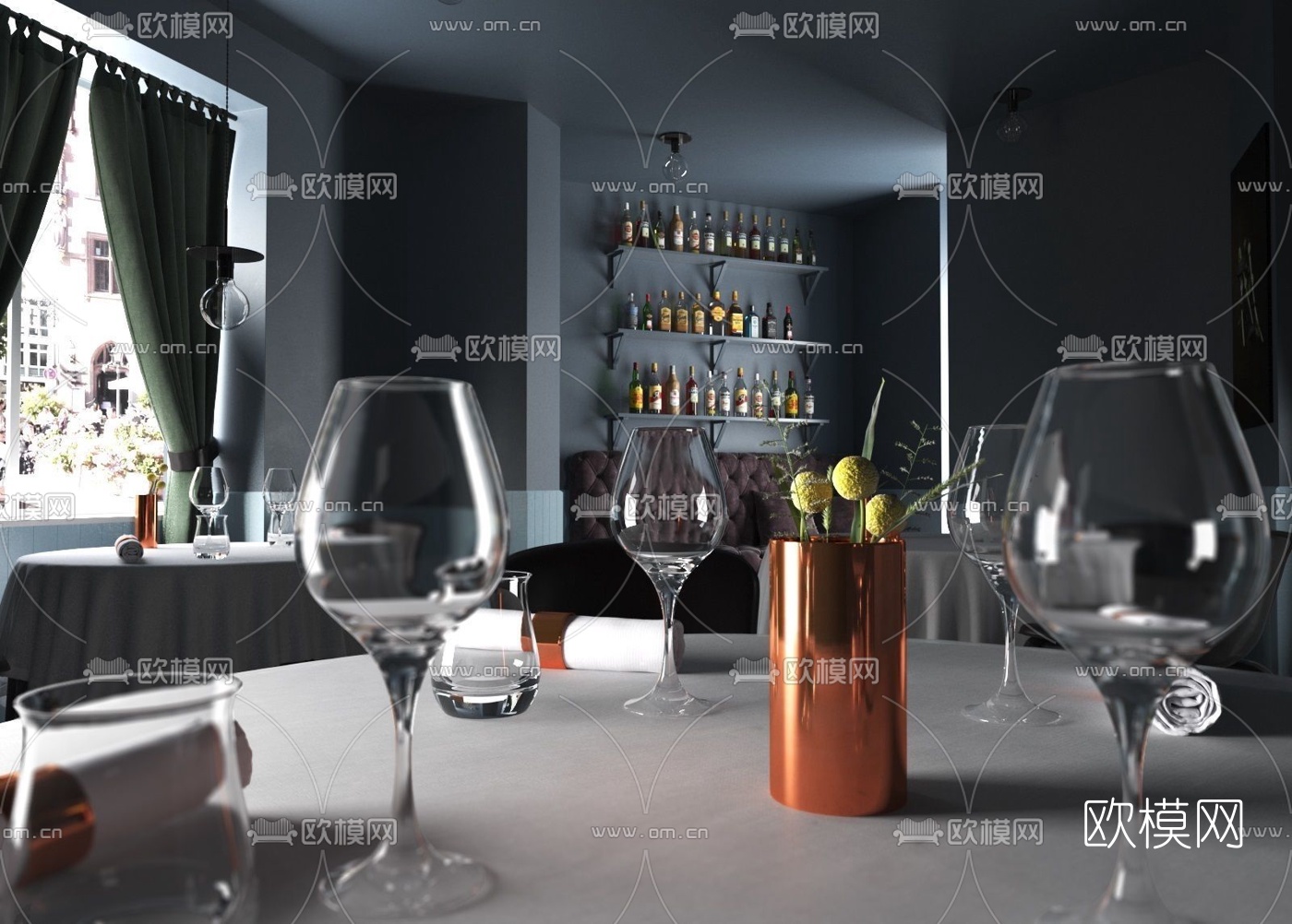现代西餐厅3d模型