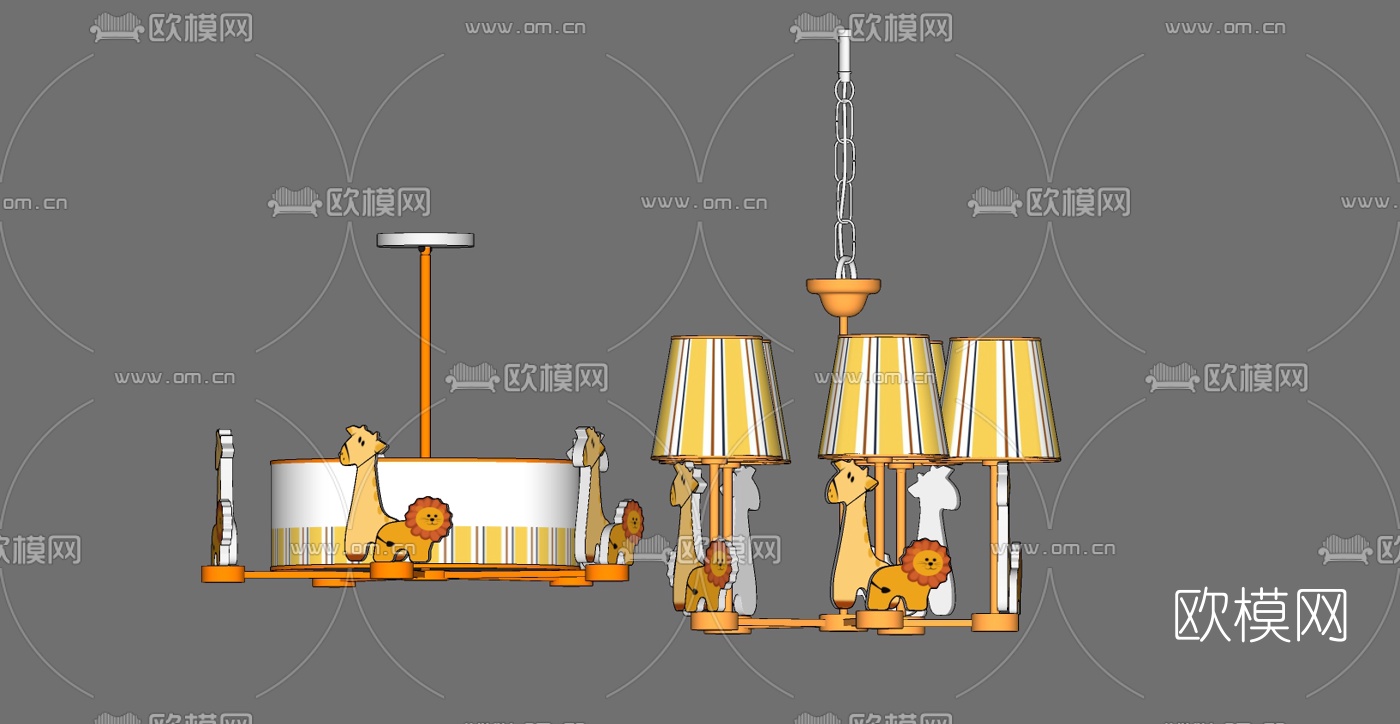现代儿童卡通灯具吊顶su模型下载（渲染图2）