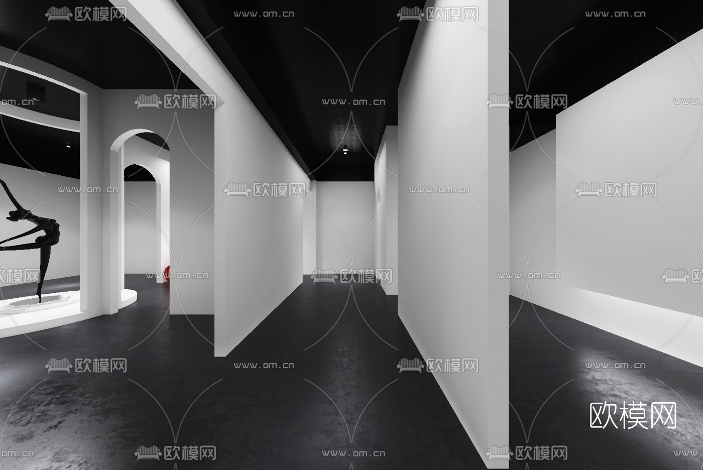 现代极简展厅3d模型