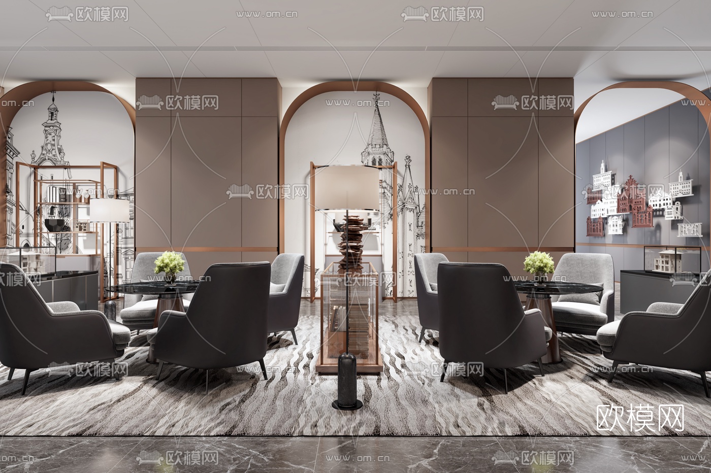 朗联设计 现代售楼处洽谈区3d模型