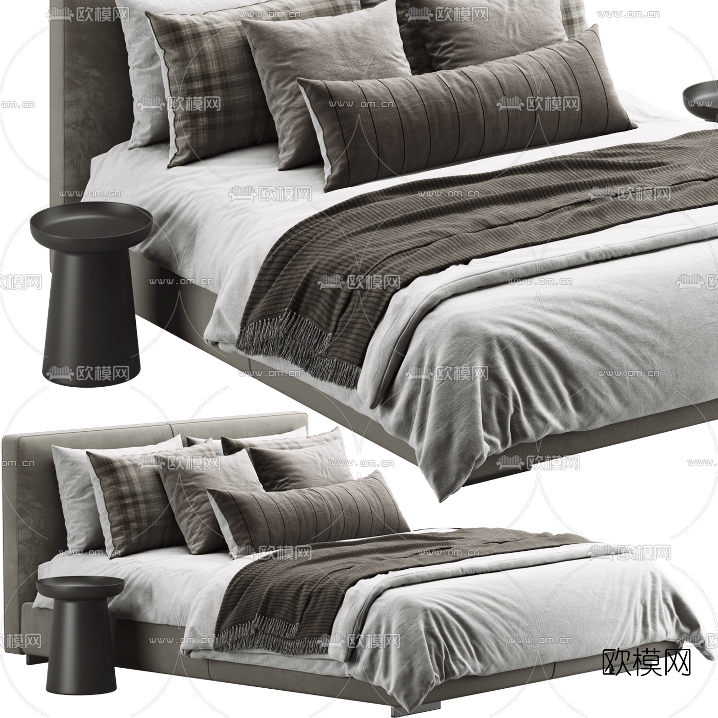 FLEXFORM 布艺双人床3d模型下载（渲染图2）