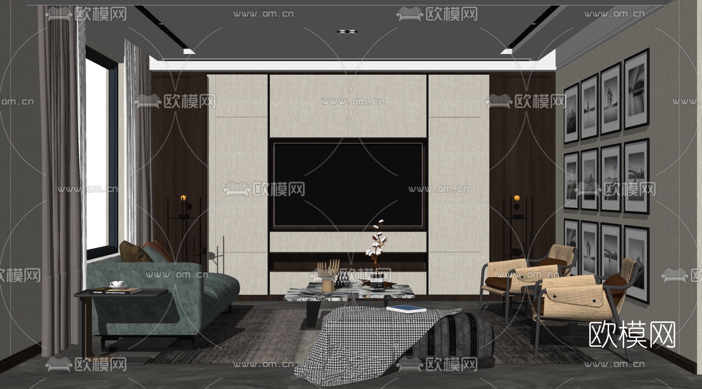 现代客厅su模型