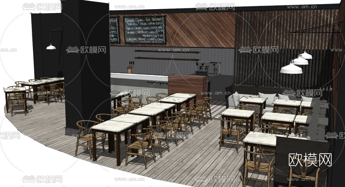 工业风咖啡店su模型下载（渲染图3）