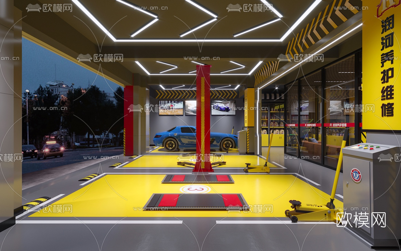 现代汽车美容店3d模型下载（渲染图3）