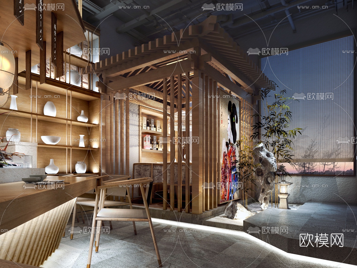 日式料理店3d模型下载（渲染图2）