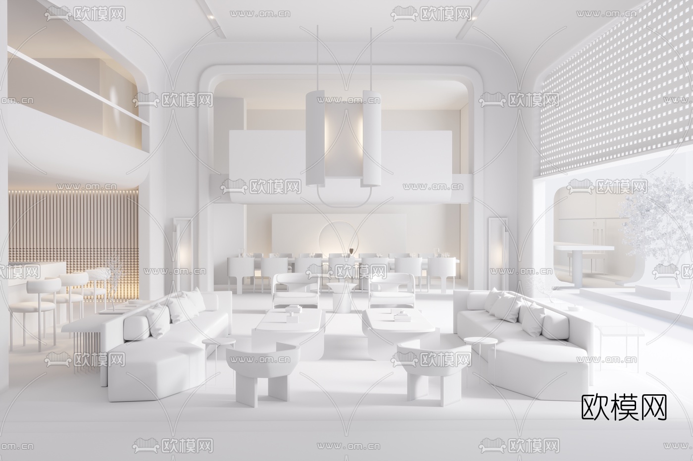 WJID维几设计 新中式负一层会客厅3d模型