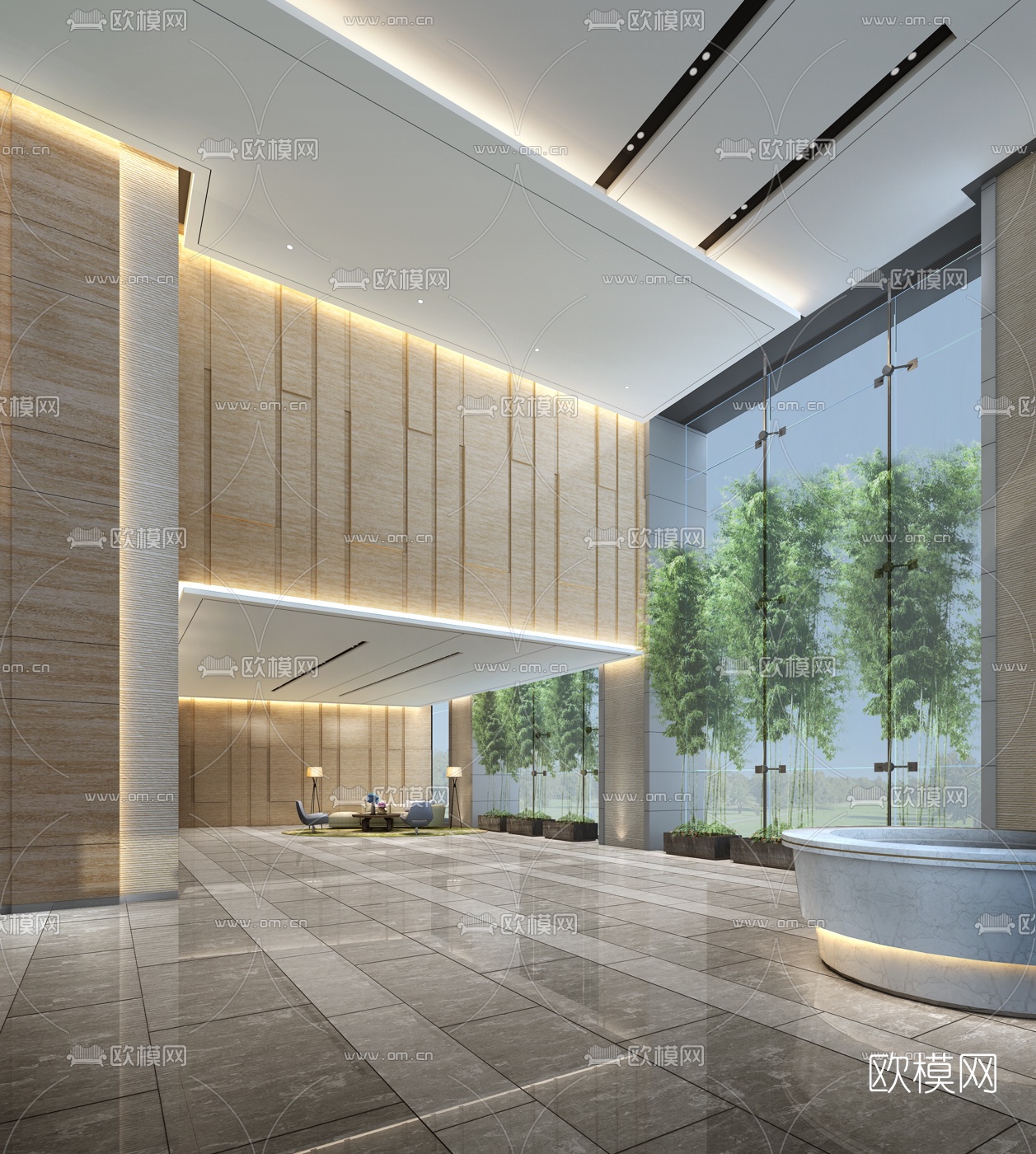 现代酒店大堂3d模型
