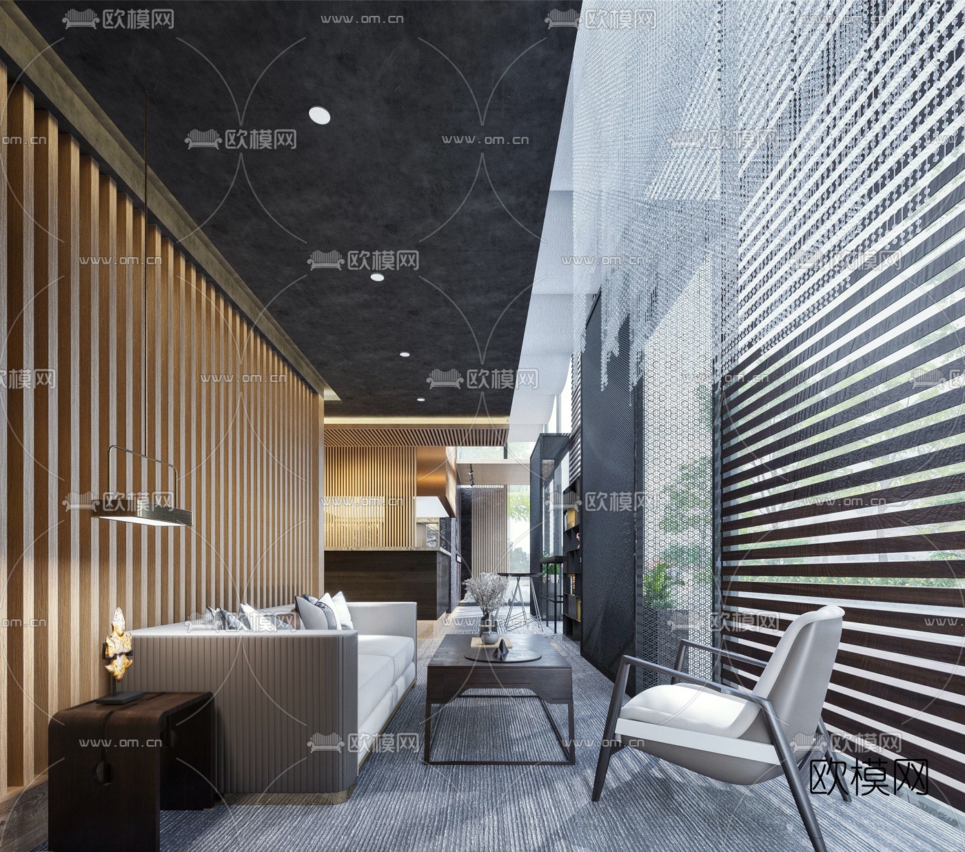 现代会所洽谈区3d模型下载