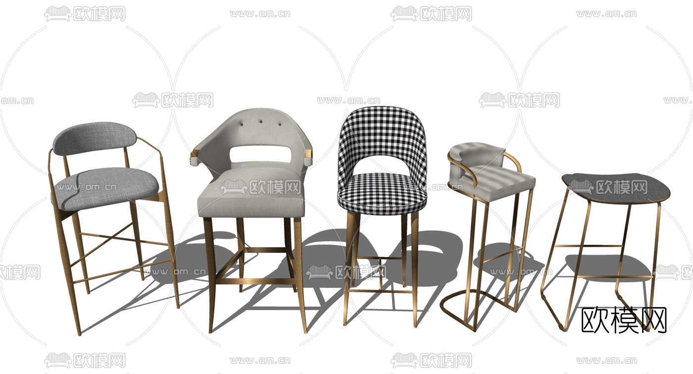 北欧吧椅吧凳su模型下载