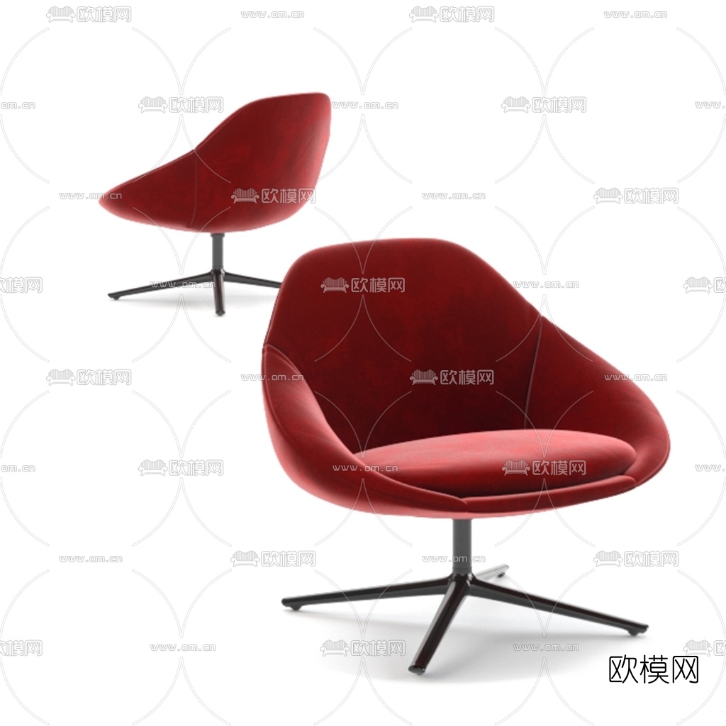 现代绒布休闲椅3d模型下载（渲染图1）