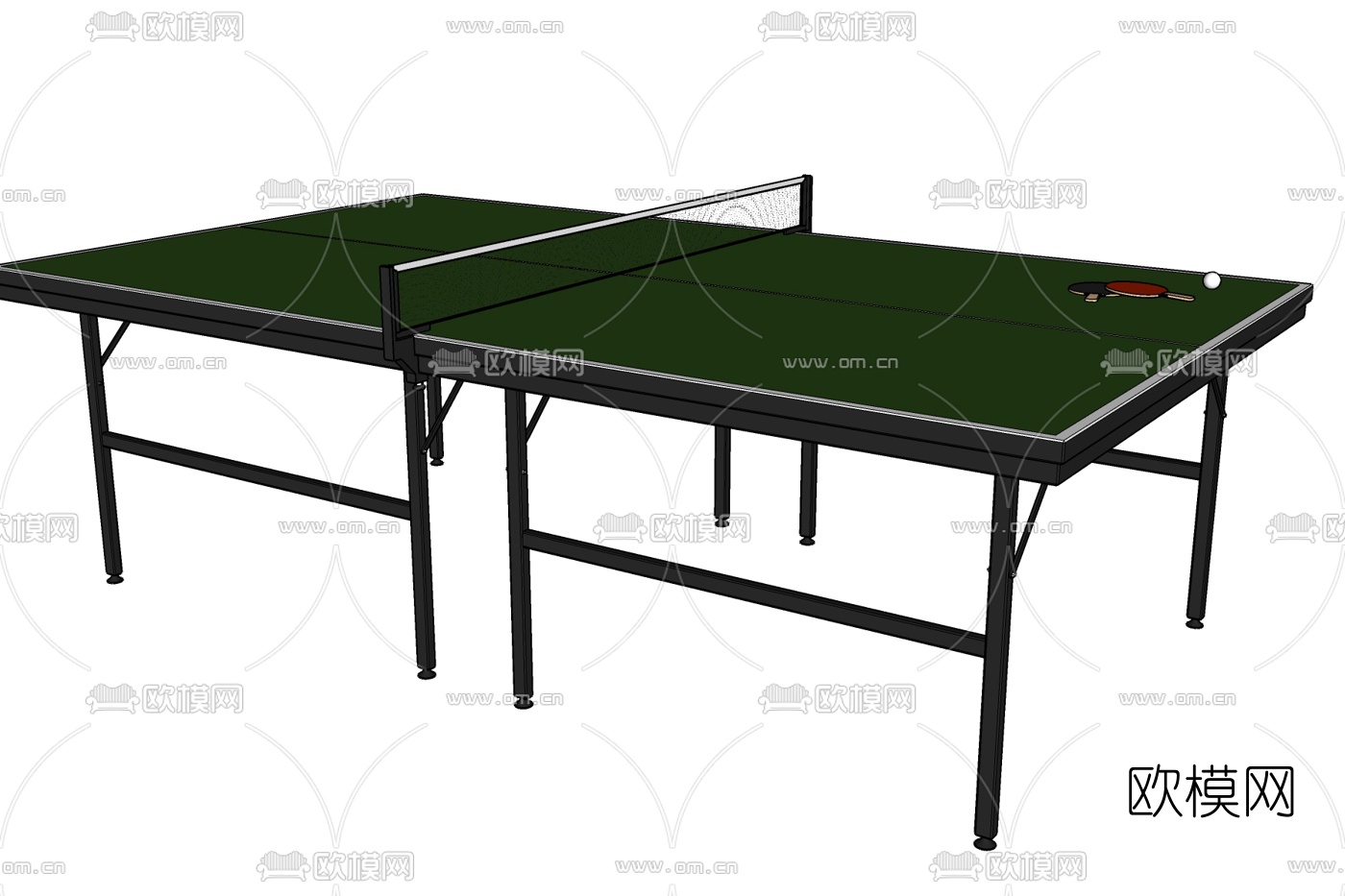 现代乒乓球桌免费su模型下载