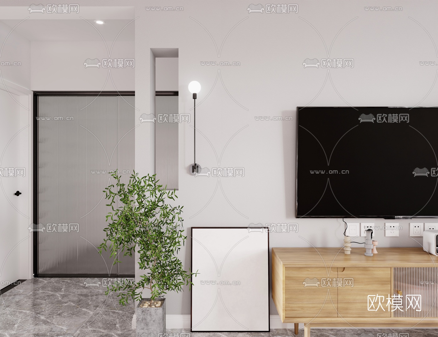 北欧客餐厅厨房3d模型下载（渲染图4）