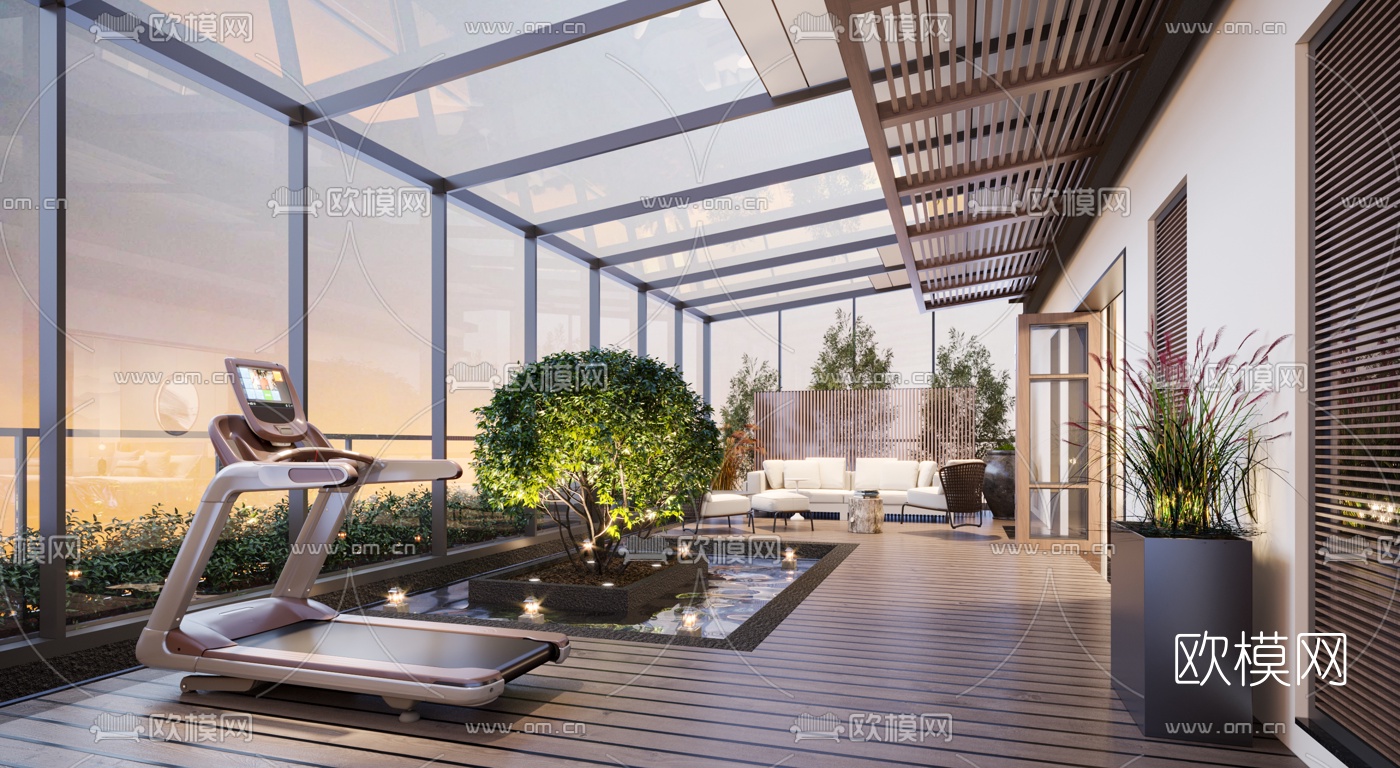 现代花园阳台阳光房3d模型-免费3dmax模型库-欧模网