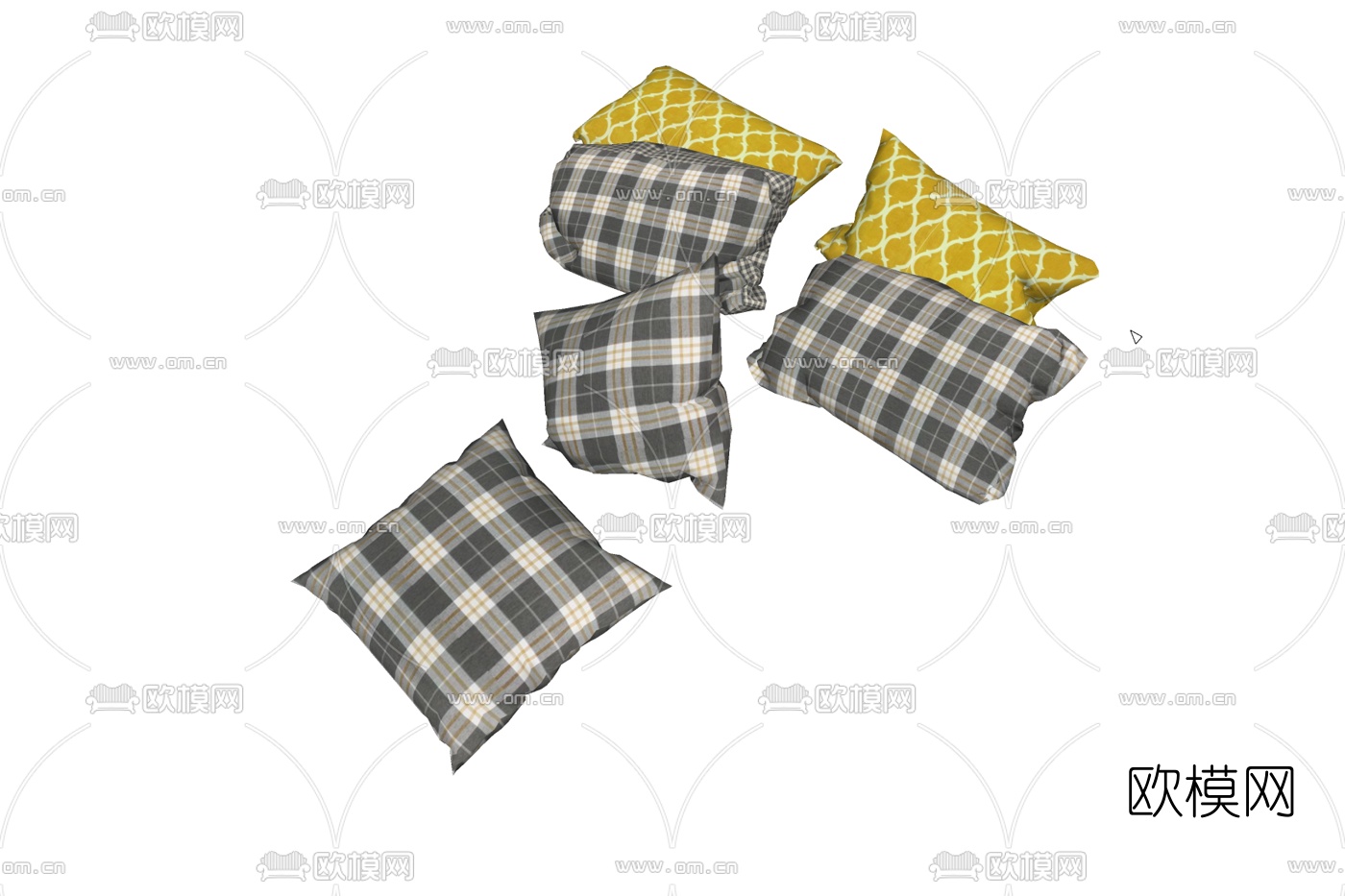 现代布艺枕头免费su模型下载