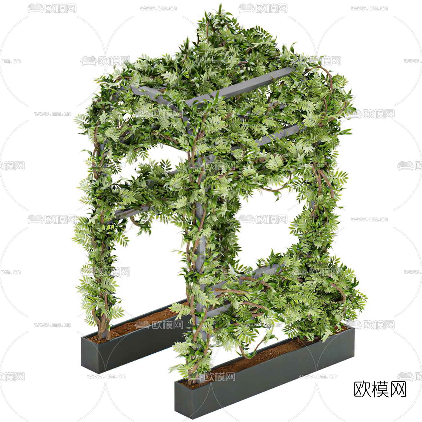 现代绿植藤蔓廊架构件3d模型下载（渲染图3）
