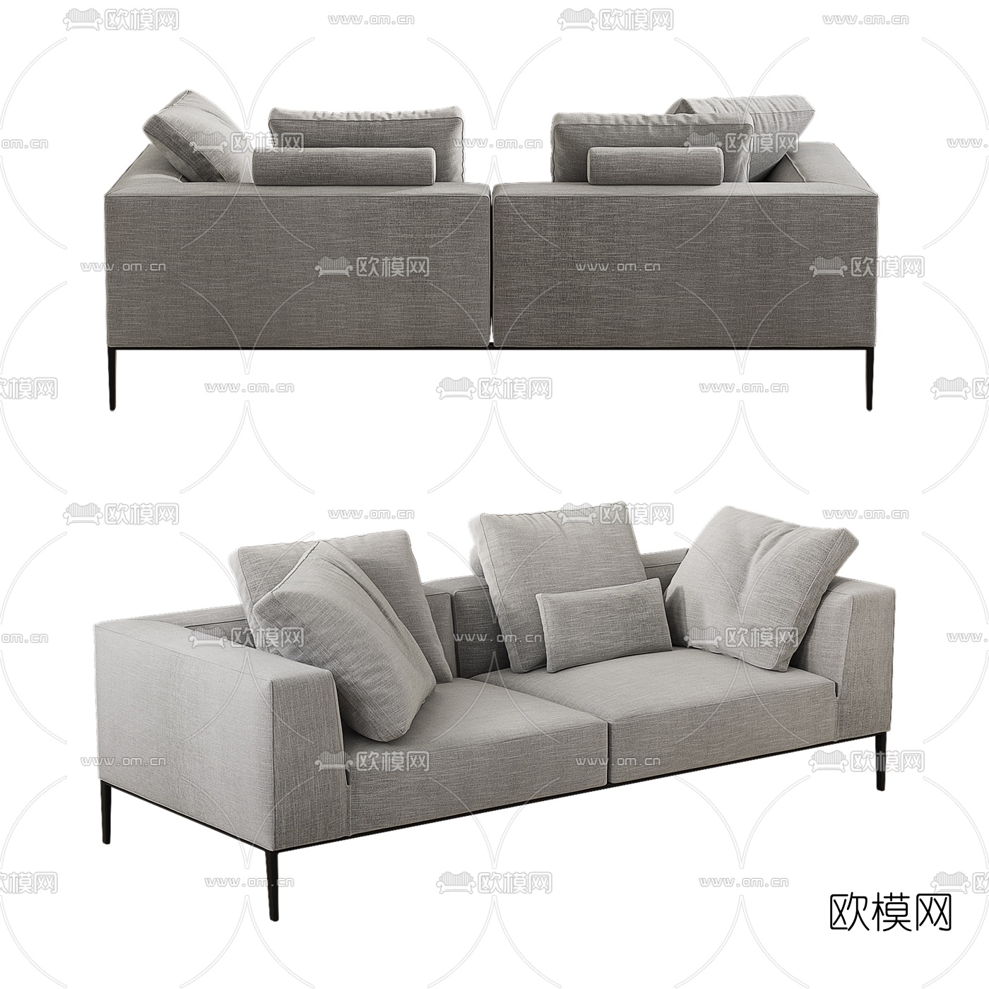 现代布艺双人沙发3d模型