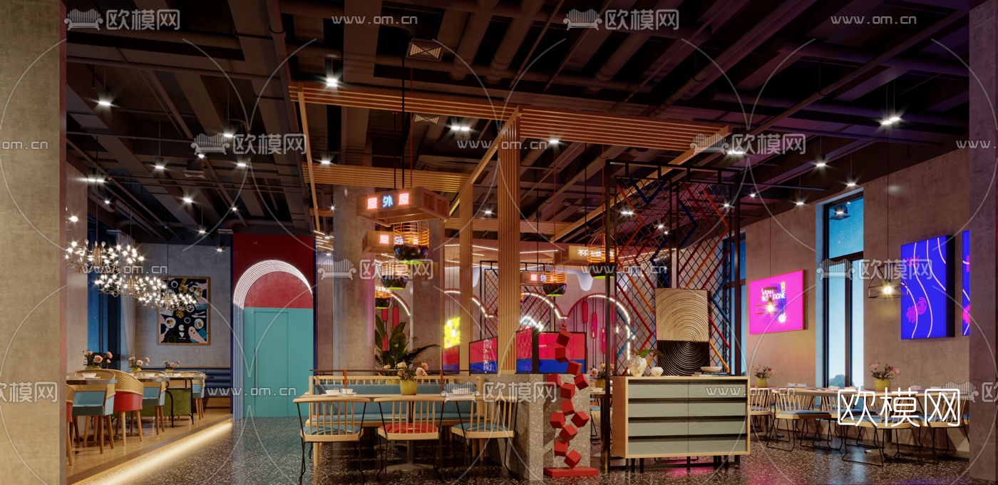 工业风烧烤店烤肉店3d模型