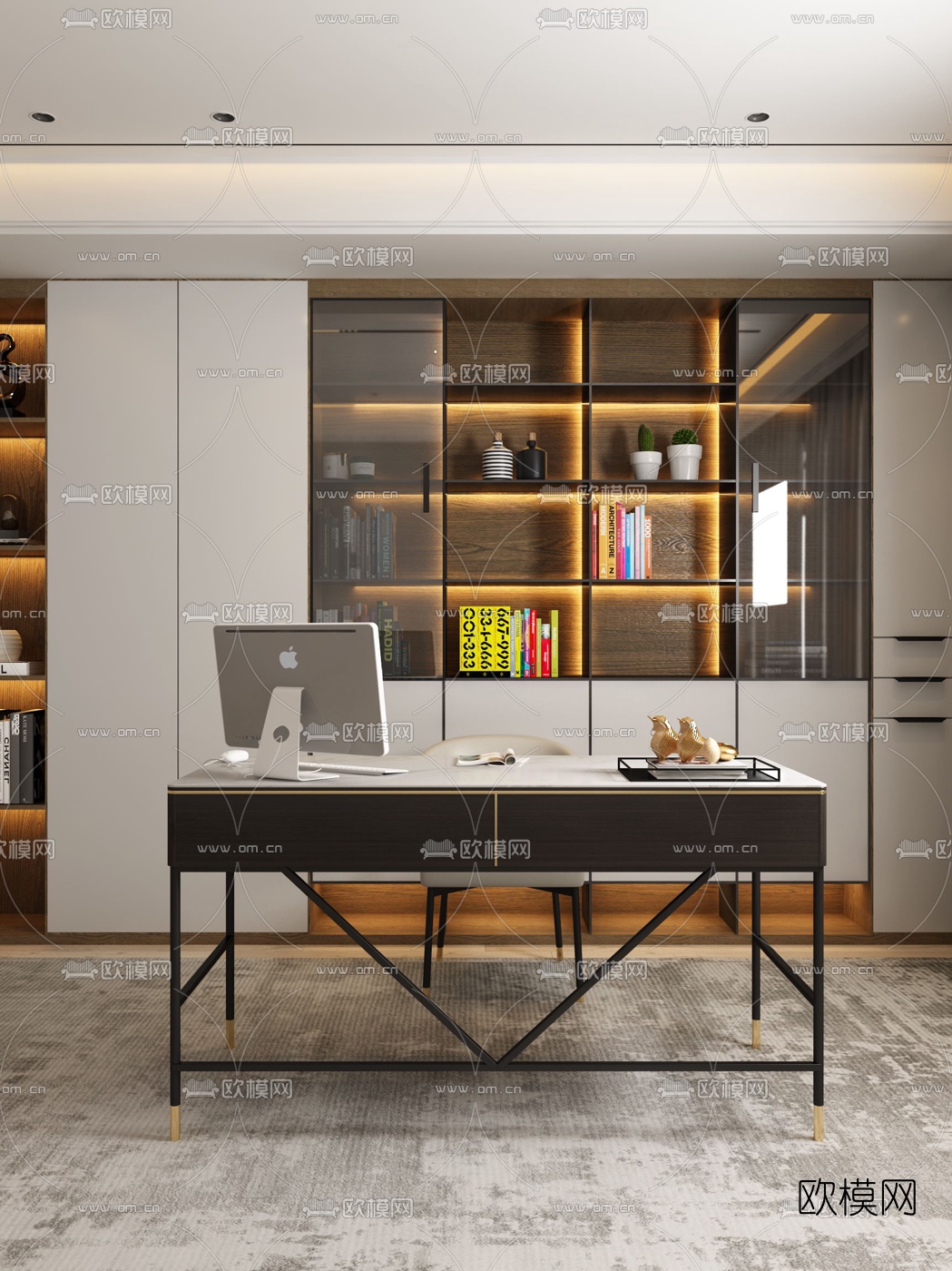 现代书桌椅3d模型下载（渲染图1）