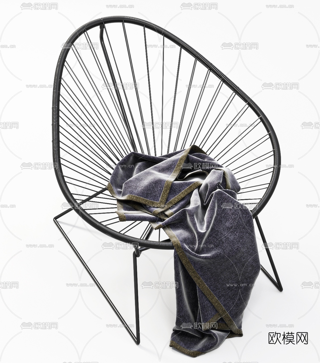 现代铁线户外椅3d模型下载（渲染图2）