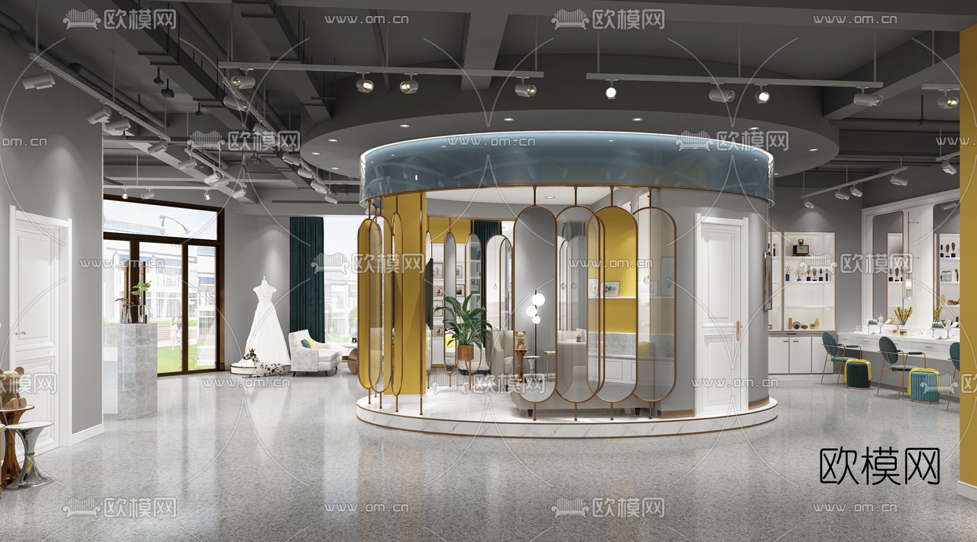 现代婚纱摄影店3d模型