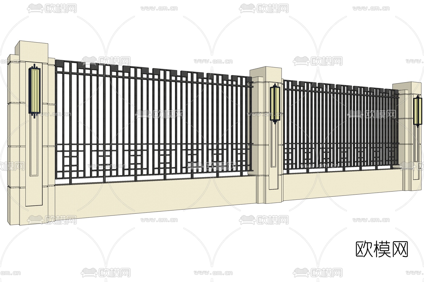 新古典庭院护栏免费su模型下载
