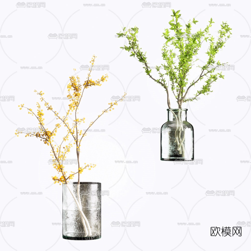 现代水培树枝花艺花瓶3d模型下载