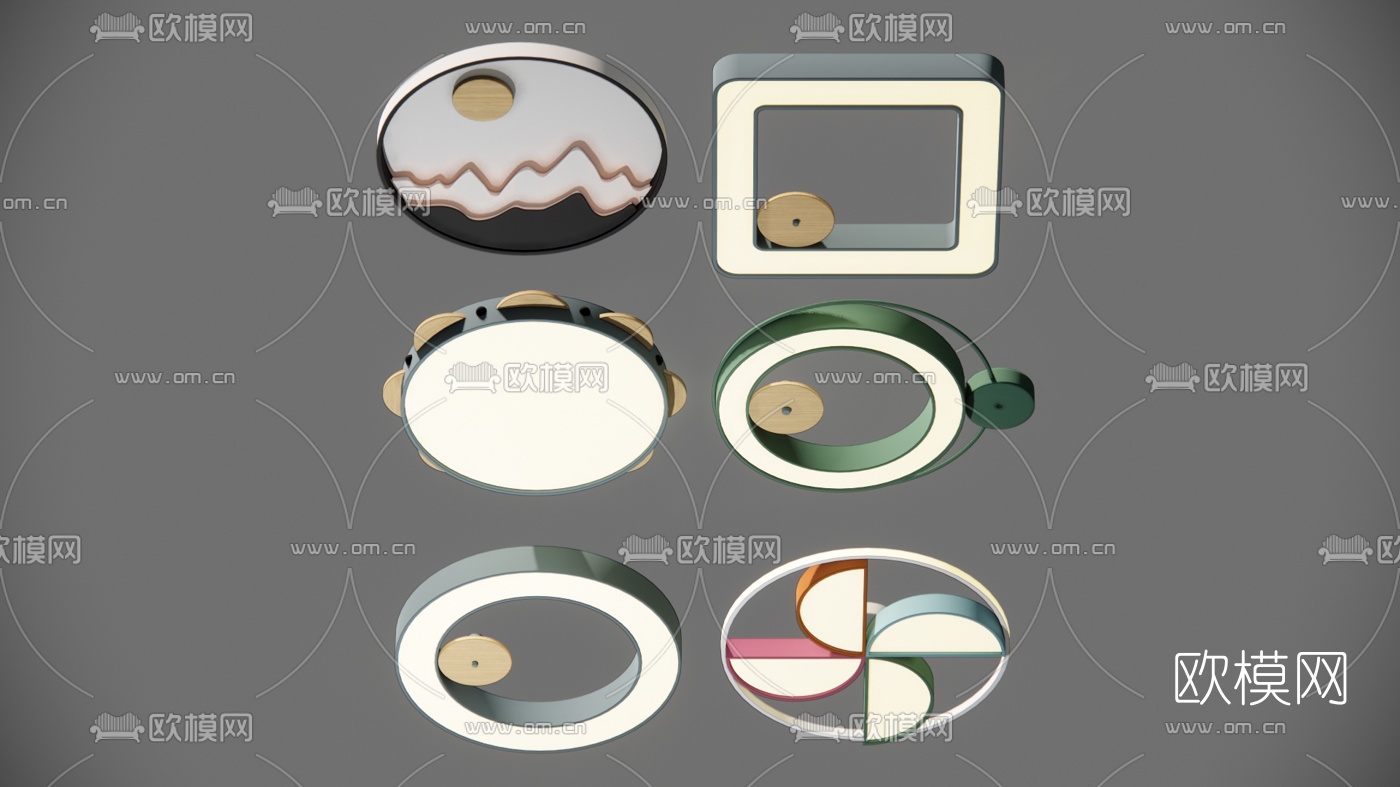 现代儿童卡通吸顶灯su模型