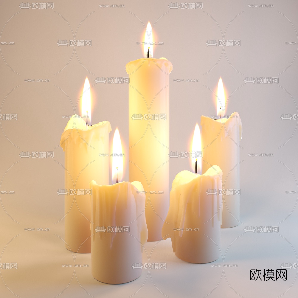 现代蜡烛烛台灯3d模型下载（渲染图2）