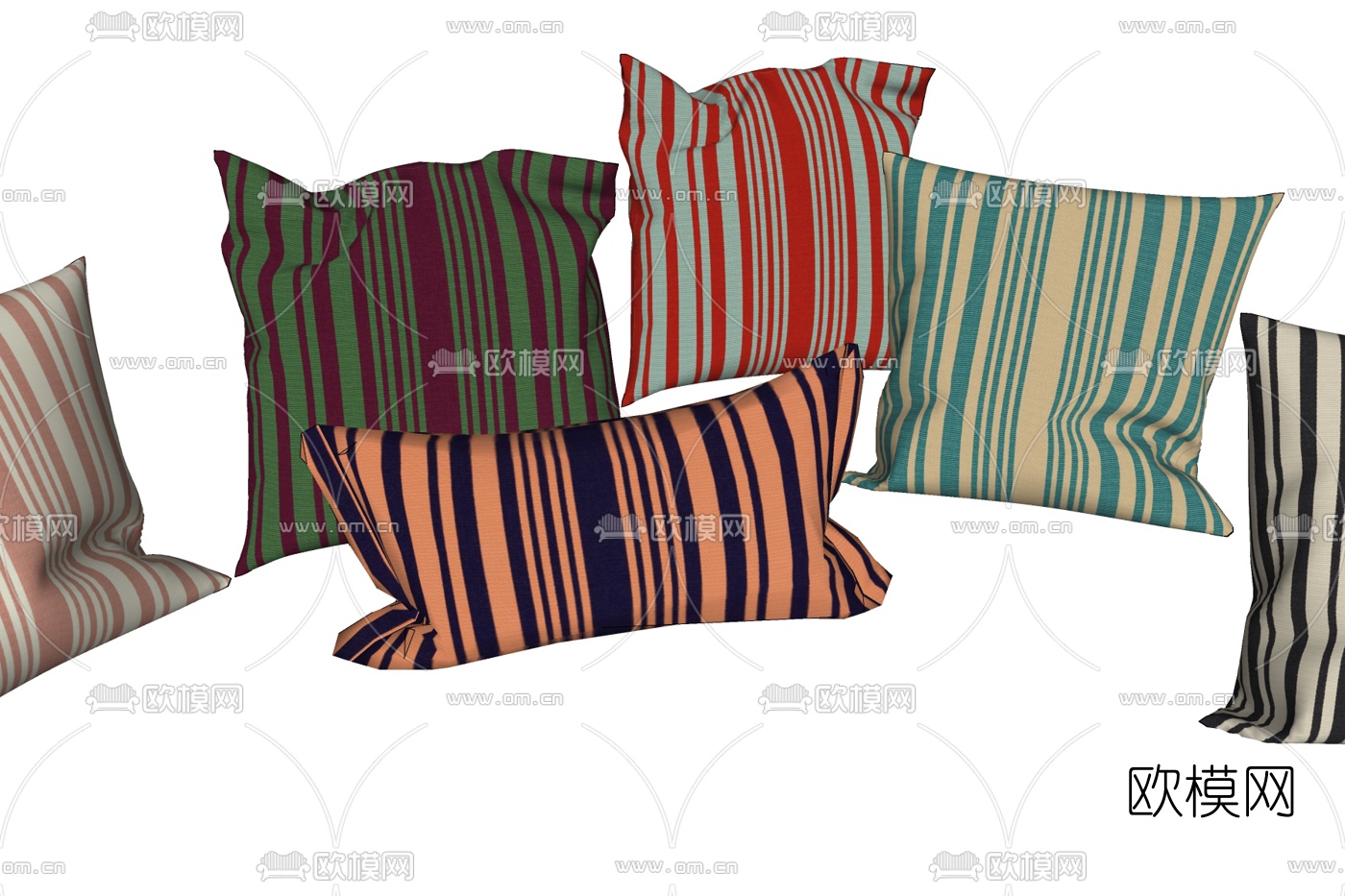 现代布艺抱枕免费su模型下载