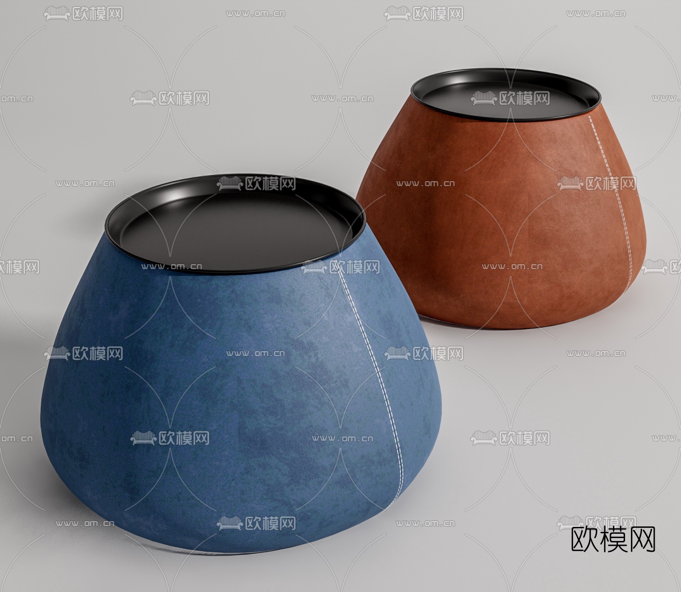 现代布艺矮凳su模型下载（渲染图1）