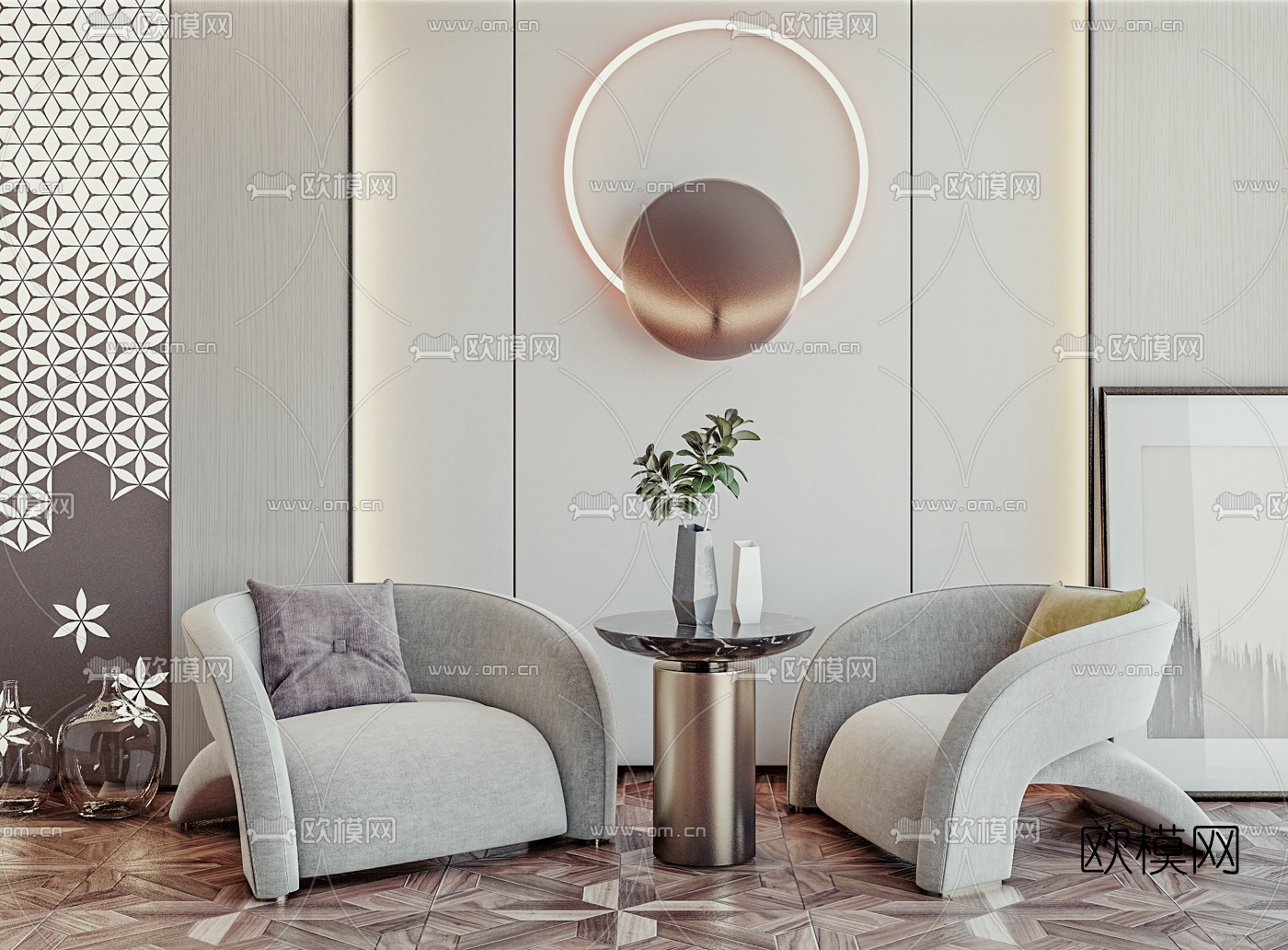 现代布艺休闲椅3d模型下载