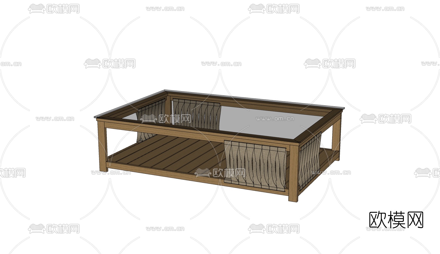 现代实木茶几免费su模型下载